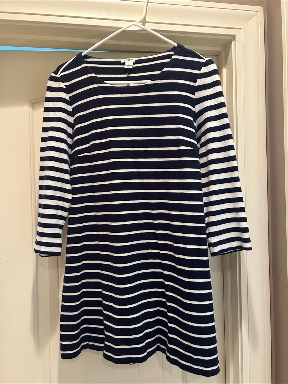 J. Crew Navy and White Striped Shift Dress